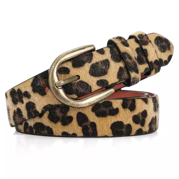 Leopard Skinny Belt