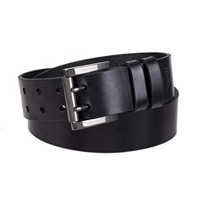 Andy Double Pin Leather Belt - Black